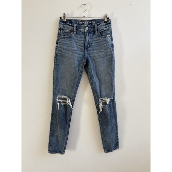 American Eagle Outfitters 90s Skinny Stretch Size 0 Distressed Medium Wash - Picture 1 of 8